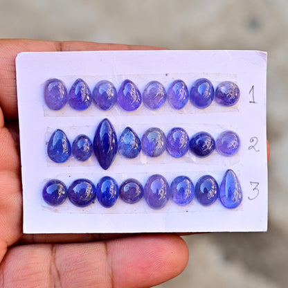 8 pieces Tanzanite Smooth Cabochon, Per Strip Tanzanite Smooth Cabochon, Size 7mm-15mm, Top Quality Rose Cut Flat Back For Jewelry Making