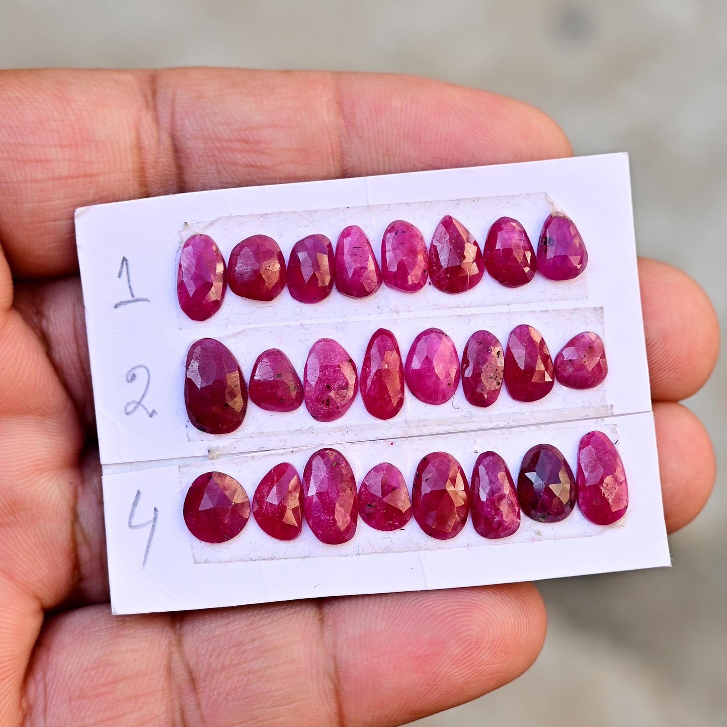 1 Strip Natural African Ruby Rosecut, Top Quality Rare Ruby Faceted Cabochon, Ruby Gemstone for Making Jewelry