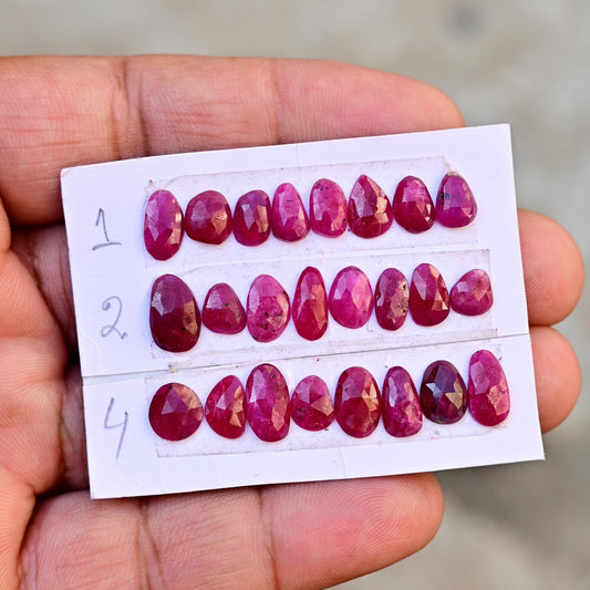 1 Strip Natural African Ruby Rosecut, Top Quality Rare Ruby Faceted Cabochon, Ruby Gemstone for Making Jewelry