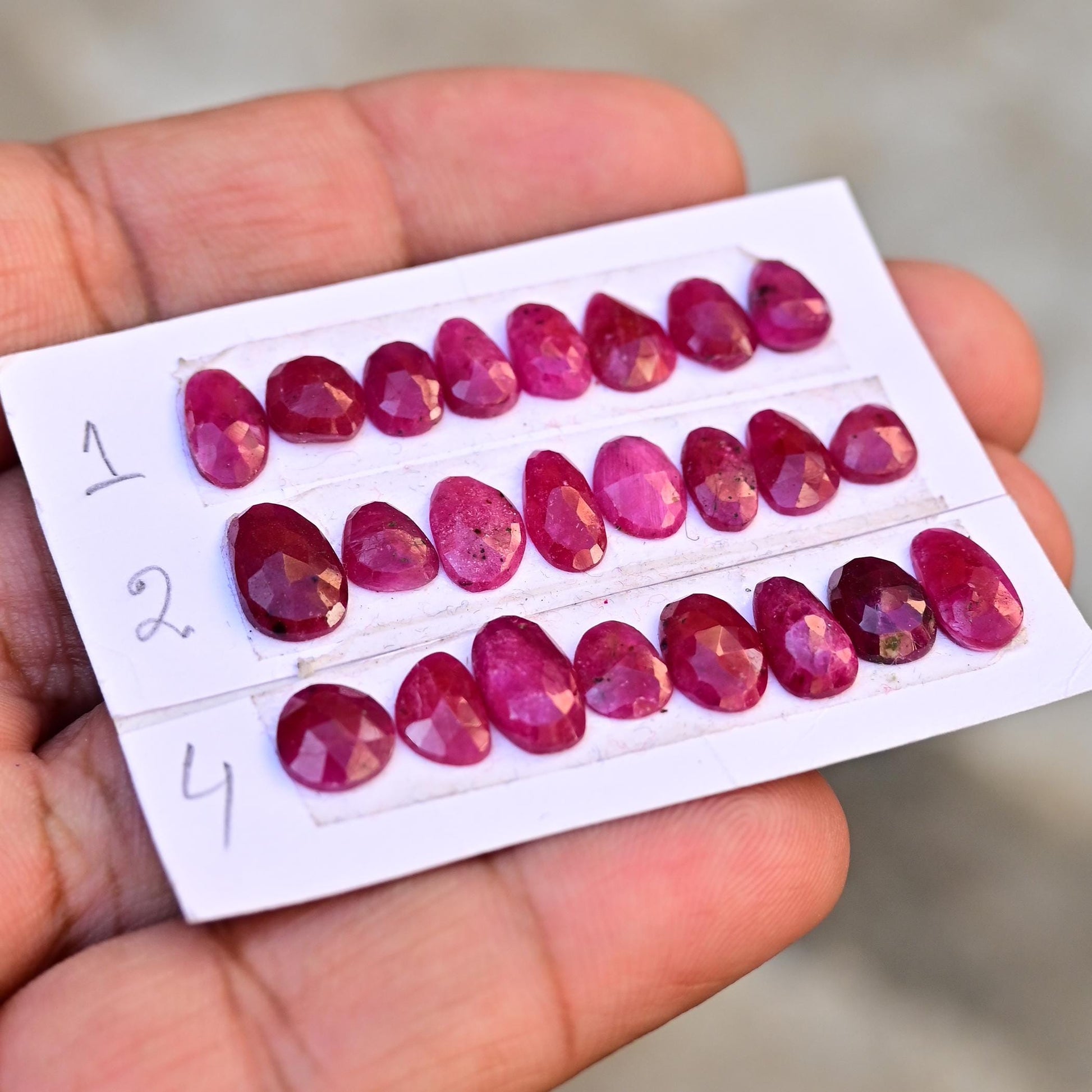 1 Strip Natural African Ruby Rosecut, Top Quality Rare Ruby Faceted Cabochon, Ruby Gemstone for Making Jewelry