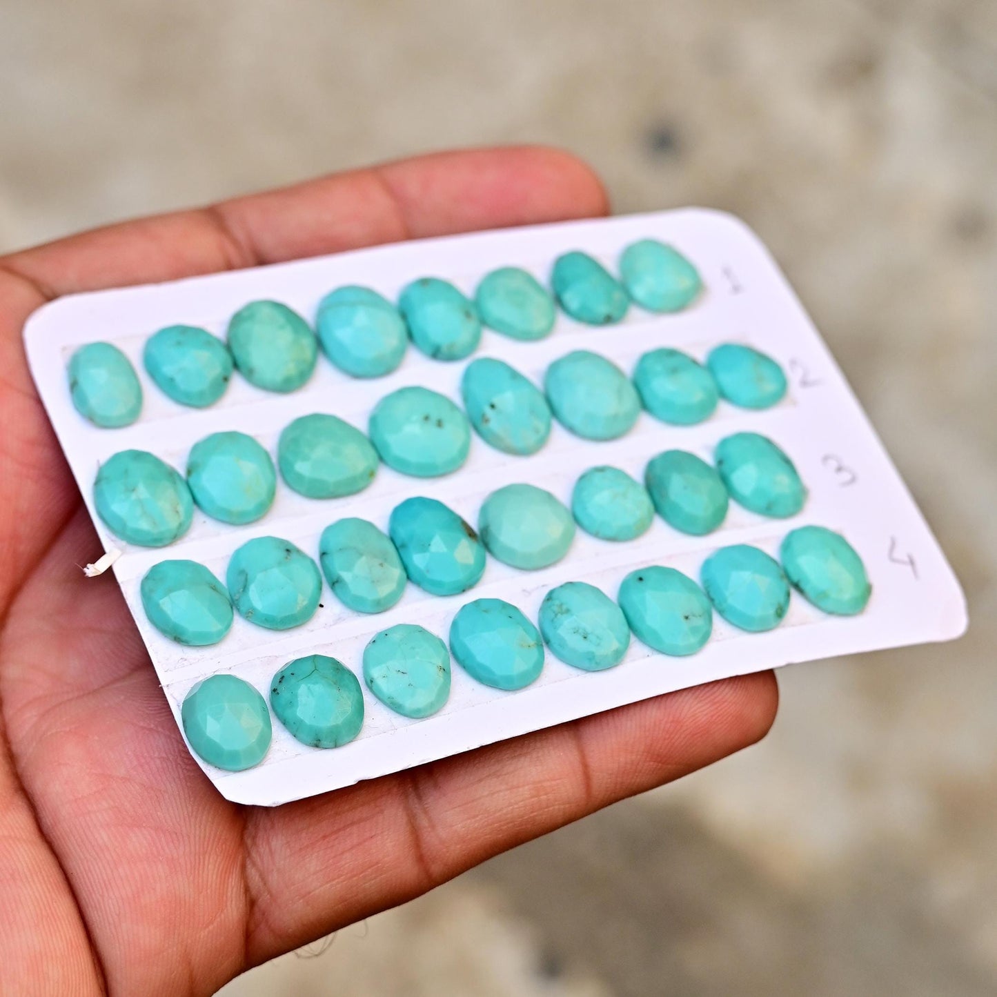 8 pcs Kingman Turquoise Rosecut Cabochon, 10mm - 14mm Free form Shape Turquoise Rosecut Flat Back Cabochon Gemstones for jewelry making