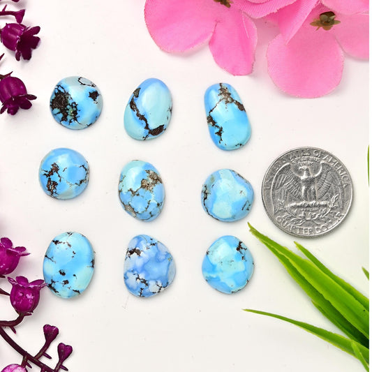 18mm Rare Golden Hills Lavender Turquoise Flat Back Cabochon, Natural Kazakhistan Turquoise Smooth Loose Cabochons for Rings Earring Making