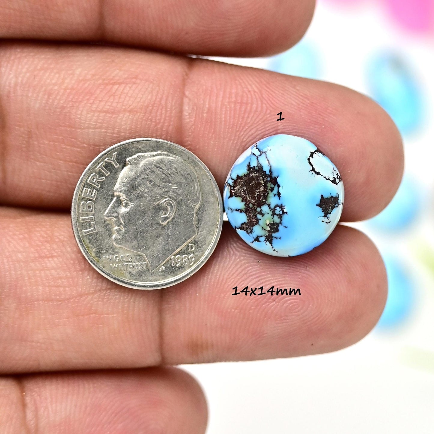 18mm Rare Golden Hills Lavender Turquoise Flat Back Cabochon, Natural Kazakhistan Turquoise Smooth Loose Cabochons for Rings Earring Making