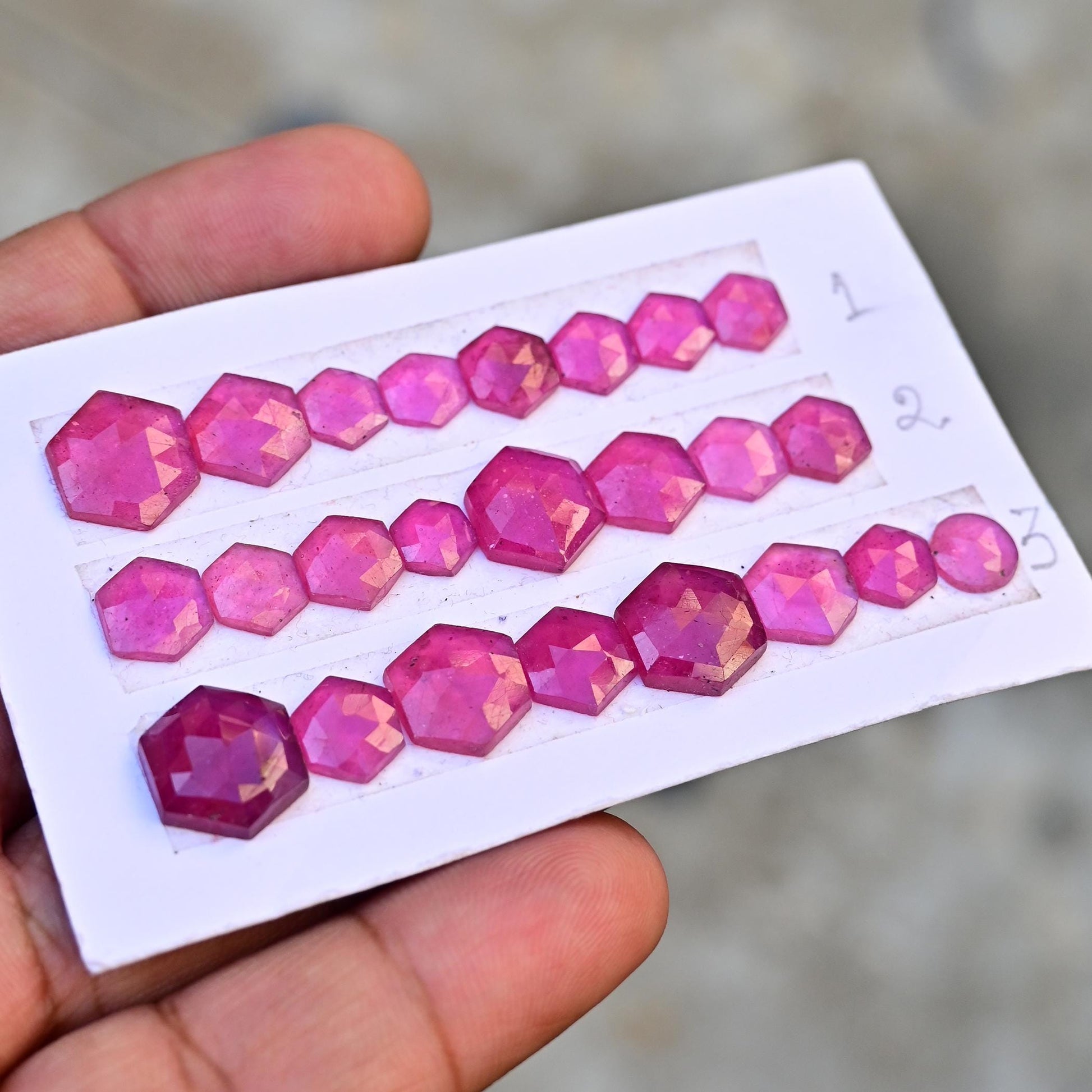 8 pcs Thai Pink Sapphire Rosecut Slice 7mm - 11mm Top Quality Rose Cut Flat Back Gemstone Oval Shape Lot For Jewelry Making, Pendant, Ring