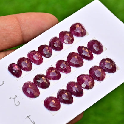 7 Pieces 100% Natural Ruby Rose Cut Cabochons, Top Quality Ruby Faceted Cabochon Gemstone for Jewelry Making, Perfect Christmas Gift For Her