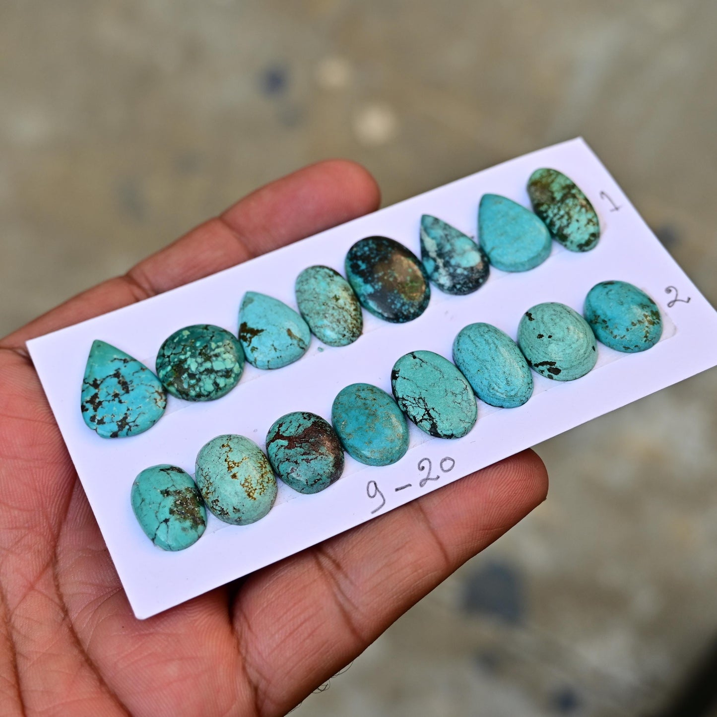 8 pcs Tibatian Turquoise Rosecut Cabochon 9mm - 20mm Flat Back Cabochon, Natural Turquoise Smooth Loose Cabochon for Ring Earring Making