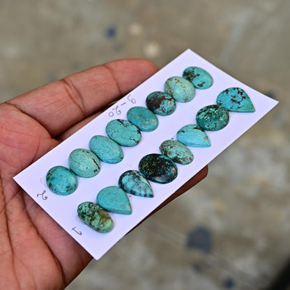 8 pcs Tibatian Turquoise Rosecut Cabochon 9mm - 20mm Flat Back Cabochon, Natural Turquoise Smooth Loose Cabochon for Ring Earring Making