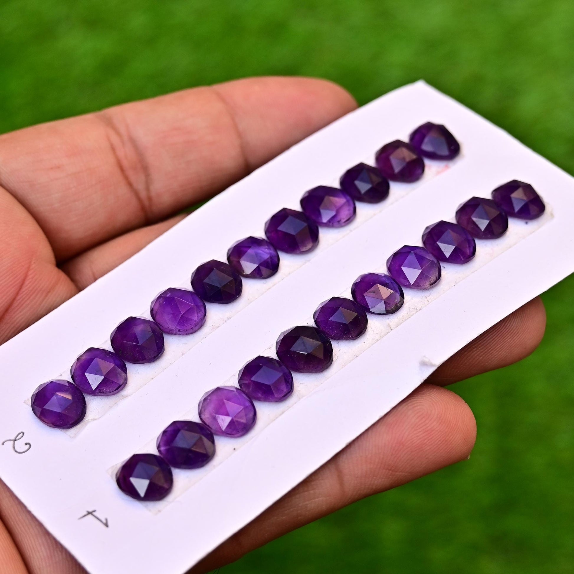 11 pcs Amethyst Rosecut, Handmade Amethyst Cabochon, 8mm - 11mm Amethyst Rosecut Cabochon, Calibrated Flat Back Amethyst