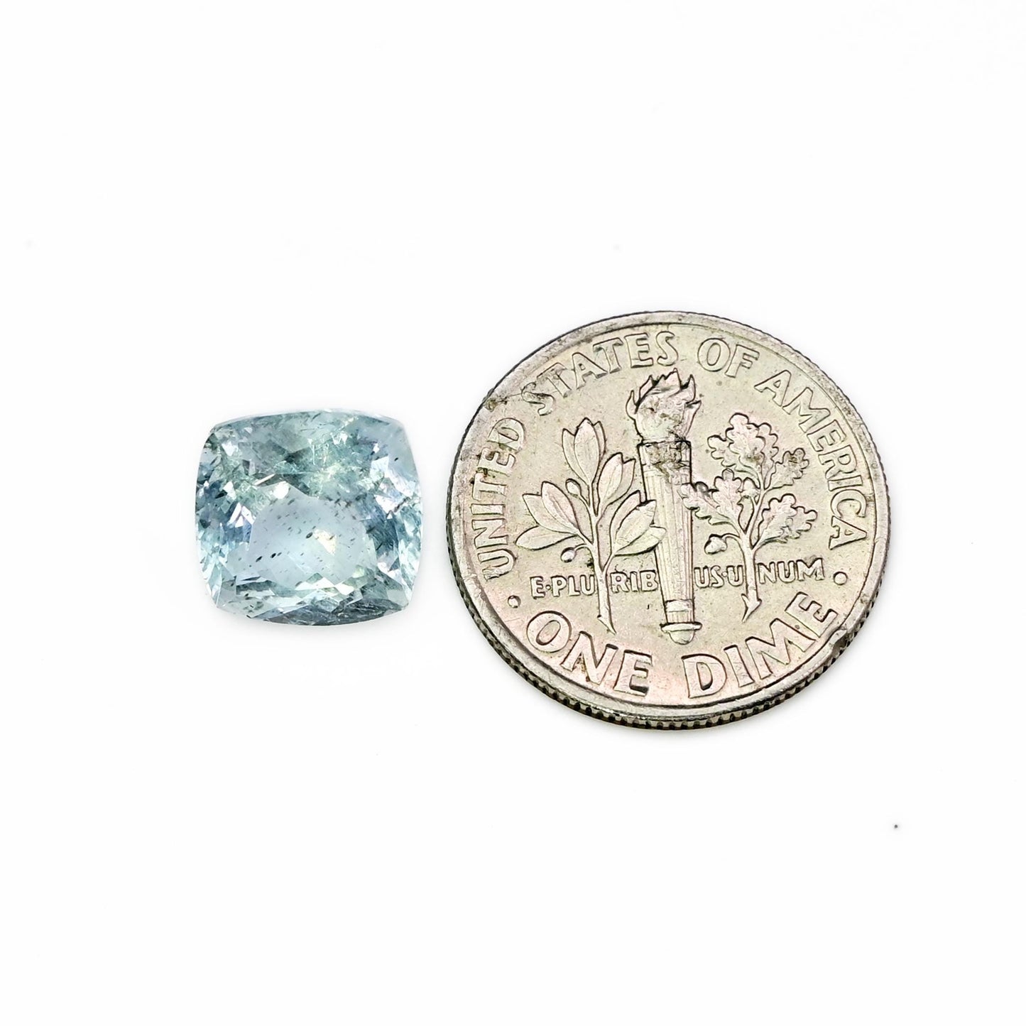 3.45cts Ravishing Color & Nice Luster Quality Flawless Brazilian Moss Aquamarine 9x9mm Cushion Gemstone Cut For Ring And Fine Jewelry Making