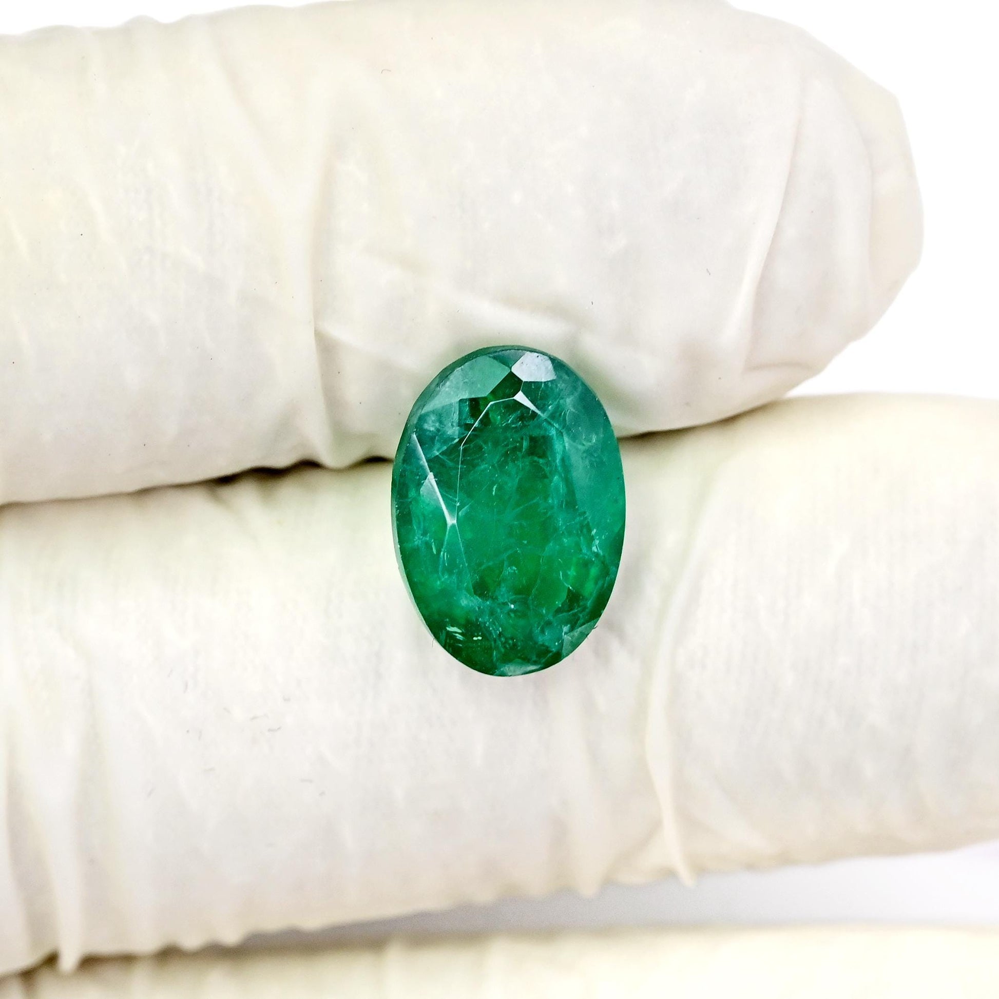 6.7ct Ravishing Color & Nice Luster Quality Flawless Zambian Lab Grown Emerald Dark Green Faceted 10x14mm Oval Shape Cut For Jewelry Making