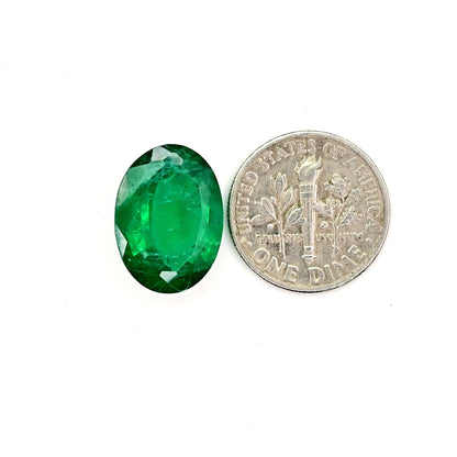 9.5cts Ravishing Color & Nice Luster Quality Flawless Zambian Lab Grown Emerald Dark Green Faceted 12x16mm Oval Shape Cut For Jewelry Making