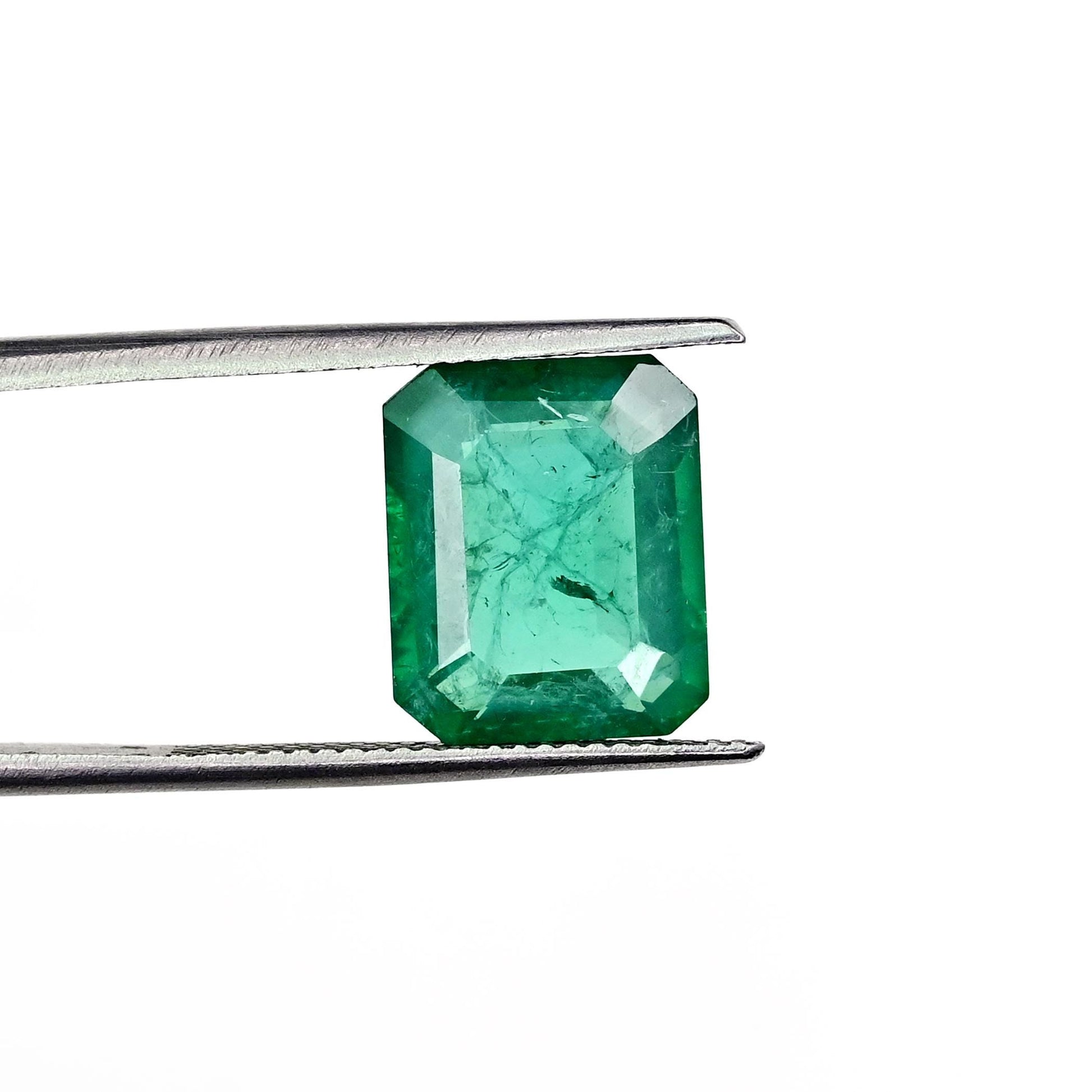 4.8cts Ravishing Color & Nice Luster Quality Zambian Lab Grown Emerald Dark Green Faceted 9x11mm Octagon Shape Cut For Jewelry Making