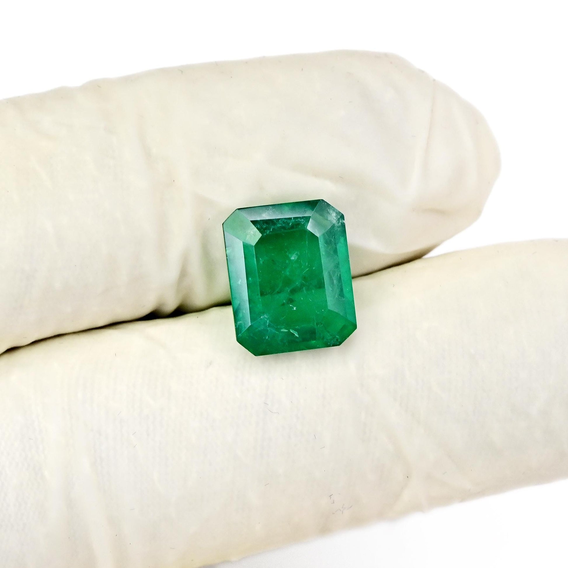 4.8cts Ravishing Color & Nice Luster Quality Zambian Lab Grown Emerald Dark Green Faceted 9x11mm Octagon Shape Cut For Jewelry Making