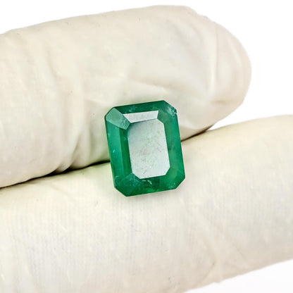 4.8cts Ravishing Color & Nice Luster Quality Zambian Lab Grown Emerald Dark Green Faceted 9x11mm Octagon Shape Cut For Jewelry Making