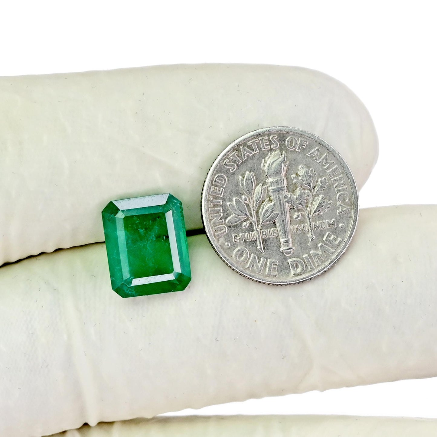 6.2cts Ravishing Color & Nice Luster Quality Zambian Lab Grown Emerald Dark Green Faceted 10x12mm Octagon Shape Cut For Jewelry Making