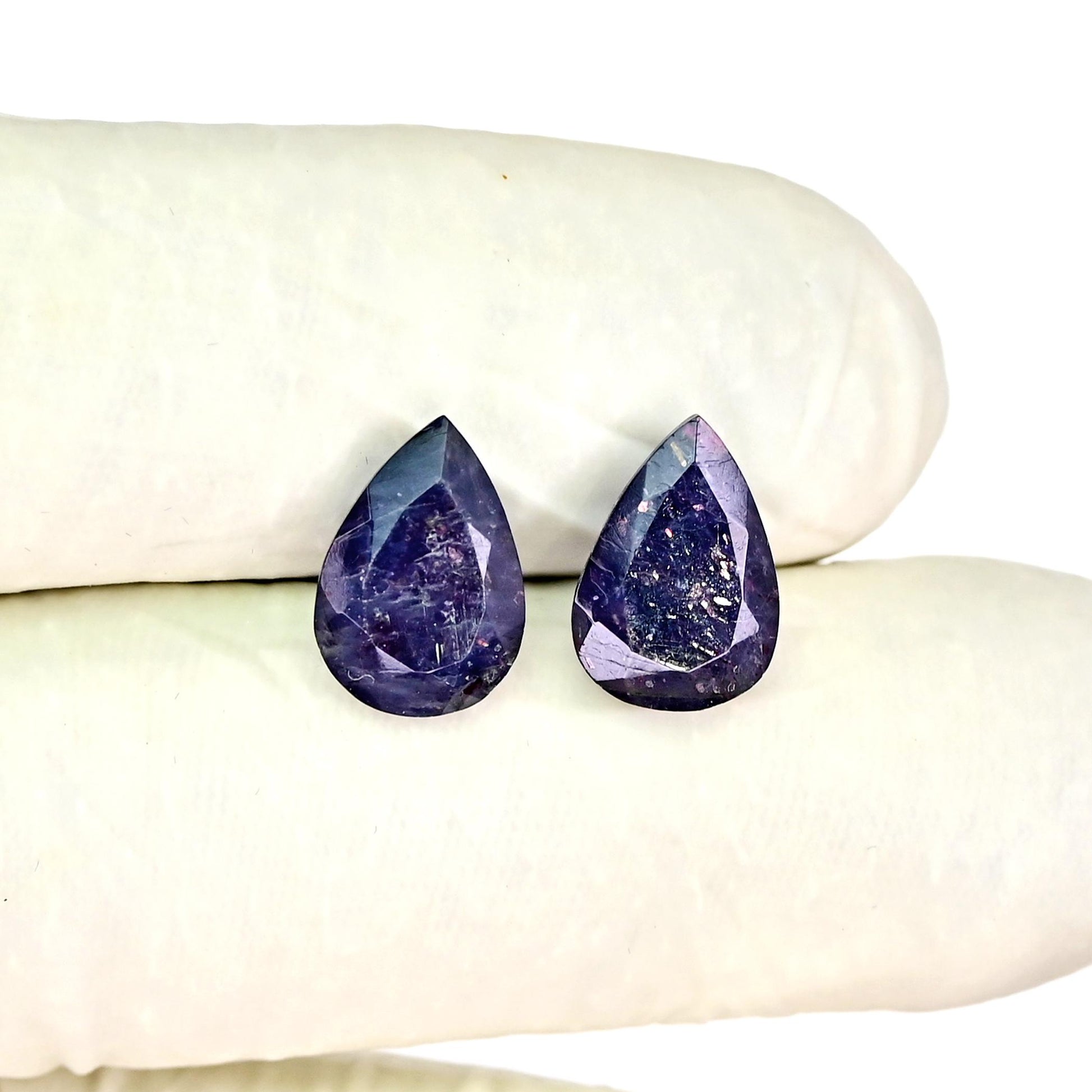 7.3cts Ravishing Color & Nice Luster Quality Blood Shot Iolite Faceted 9x13mm Tear Drop Shape Sunstone Iolite Cut Pairs For Jewelry Making