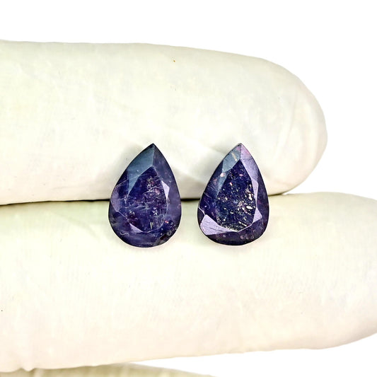 7.3cts Ravishing Color & Nice Luster Quality Blood Shot Iolite Faceted 9x13mm Tear Drop Shape Sunstone Iolite Cut Pairs For Jewelry Making