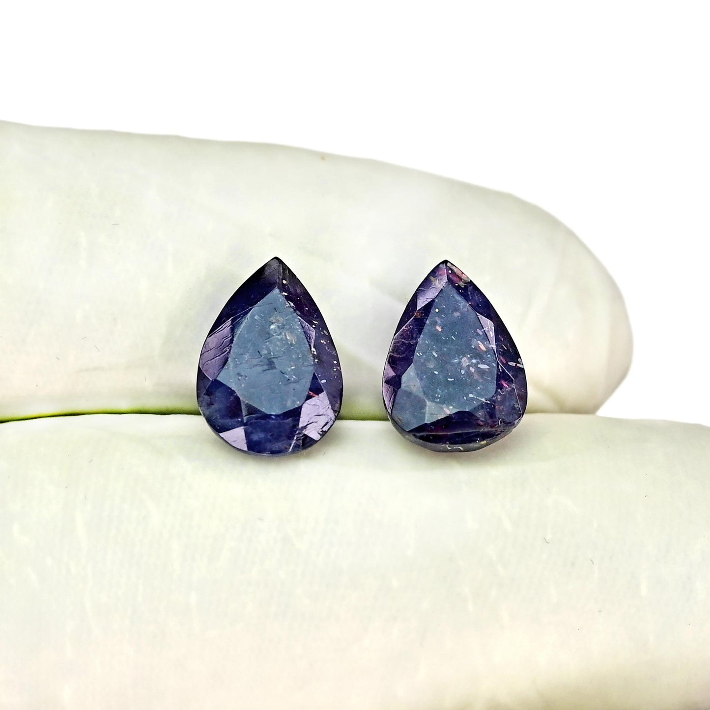 7.3cts Ravishing Color & Nice Luster Quality Blood Shot Iolite Faceted 9x13mm Tear Drop Shape Sunstone Iolite Cut Pairs For Jewelry Making