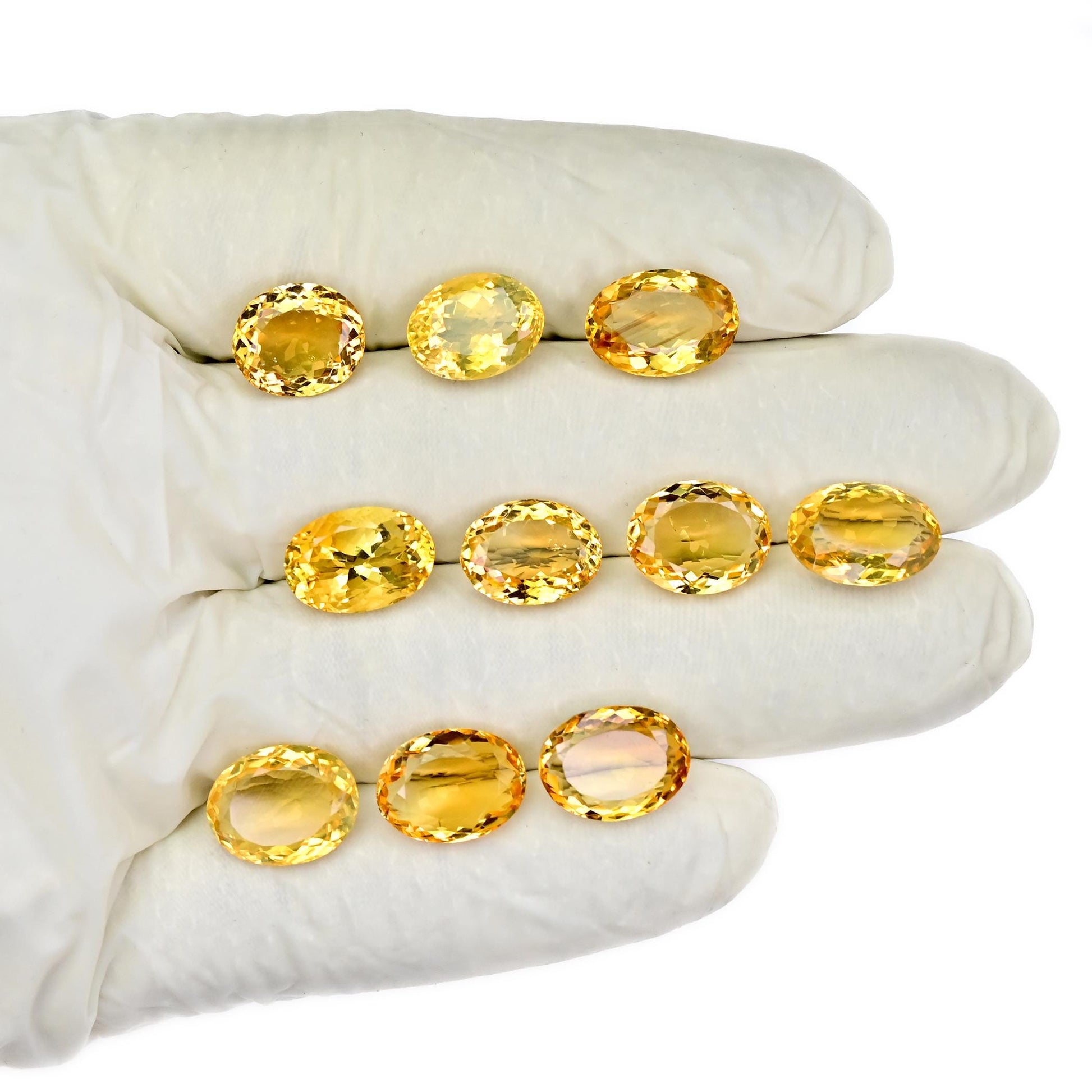 10 pcs Natural Yellow Citrine Gemstone Faceted Cut Oval Shape Emerald Cut Loose Various Sizes Wholesale Lot of Cut For Jewelry Making