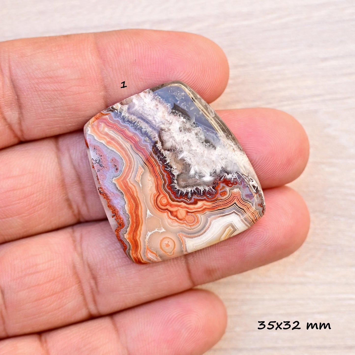 1x Natural Top Crazy Lace Agate 26mm - 35mm Cabochon Flatback Mix Shape Mexican Agate Cabochon Loose Gemstone For Ring and Jewelry Making