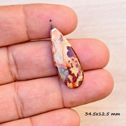 1x Natural Top Crazy Lace Agate 26mm - 35mm Cabochon Flatback Mix Shape Mexican Agate Cabochon Loose Gemstone For Ring and Jewelry Making