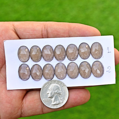 7 Pieces Smoky Quartz Cabochon CALIBRATED, Quartz Loose Stone, 10x14mm Oval Shape Smoky Quartz Lot, Semi Precious Gemstone Cabochon