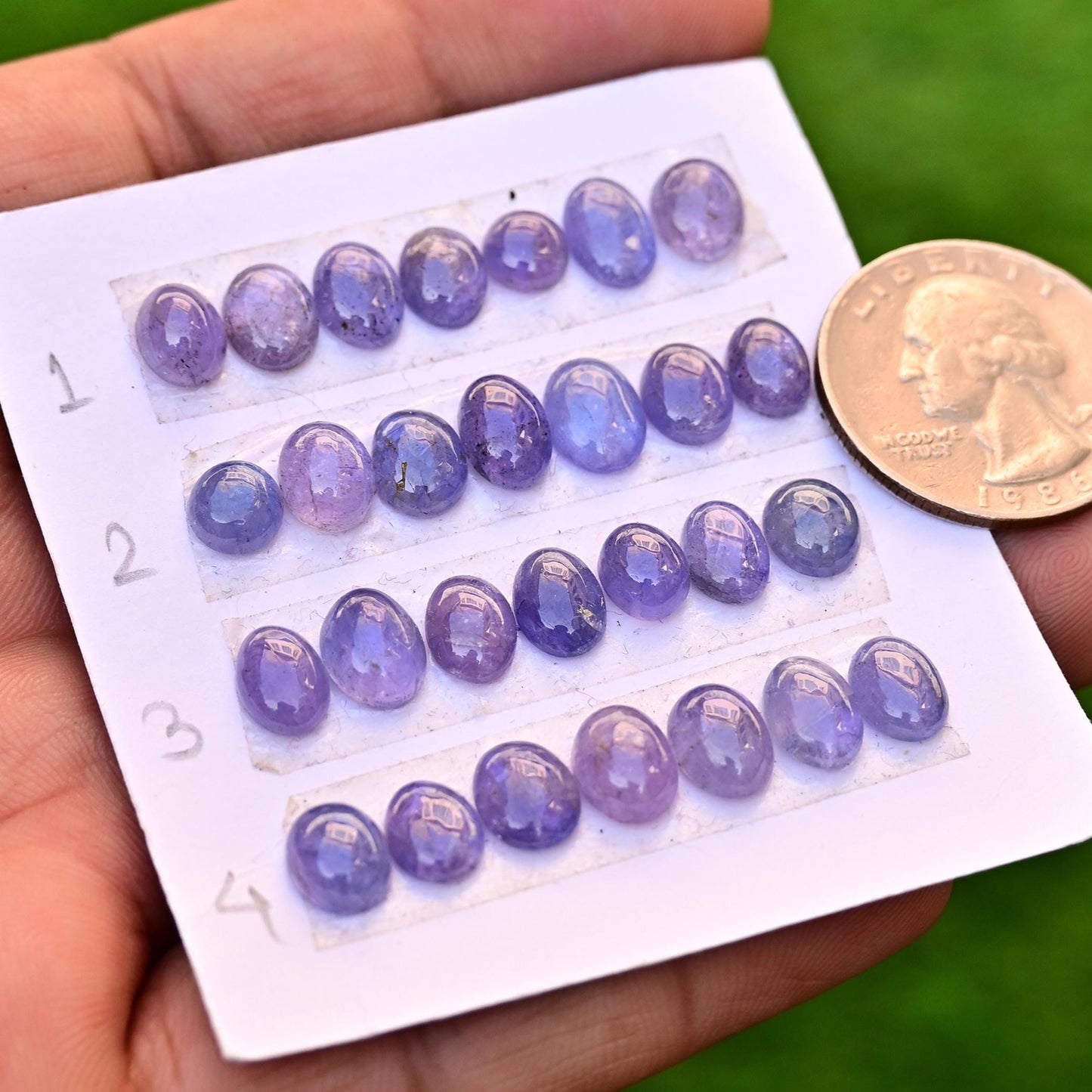 7 pieces Tanzanite Smooth Cabochons 6mm - 9mm Lot, 24 Carats Tanzanite Faceted Cabs Wholesale Lot