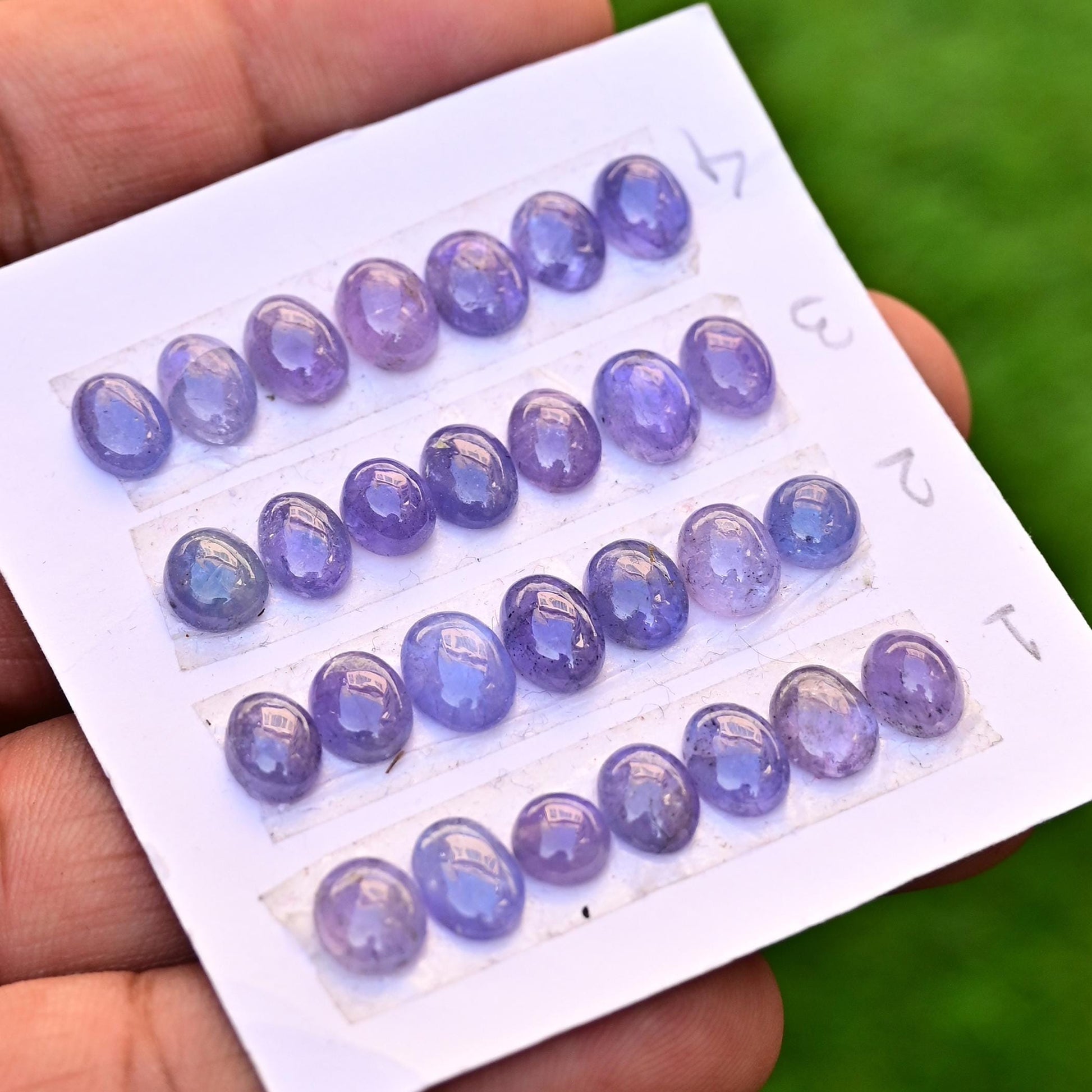 7 pieces Tanzanite Smooth Cabochons 6mm - 9mm Lot, 24 Carats Tanzanite Faceted Cabs Wholesale Lot