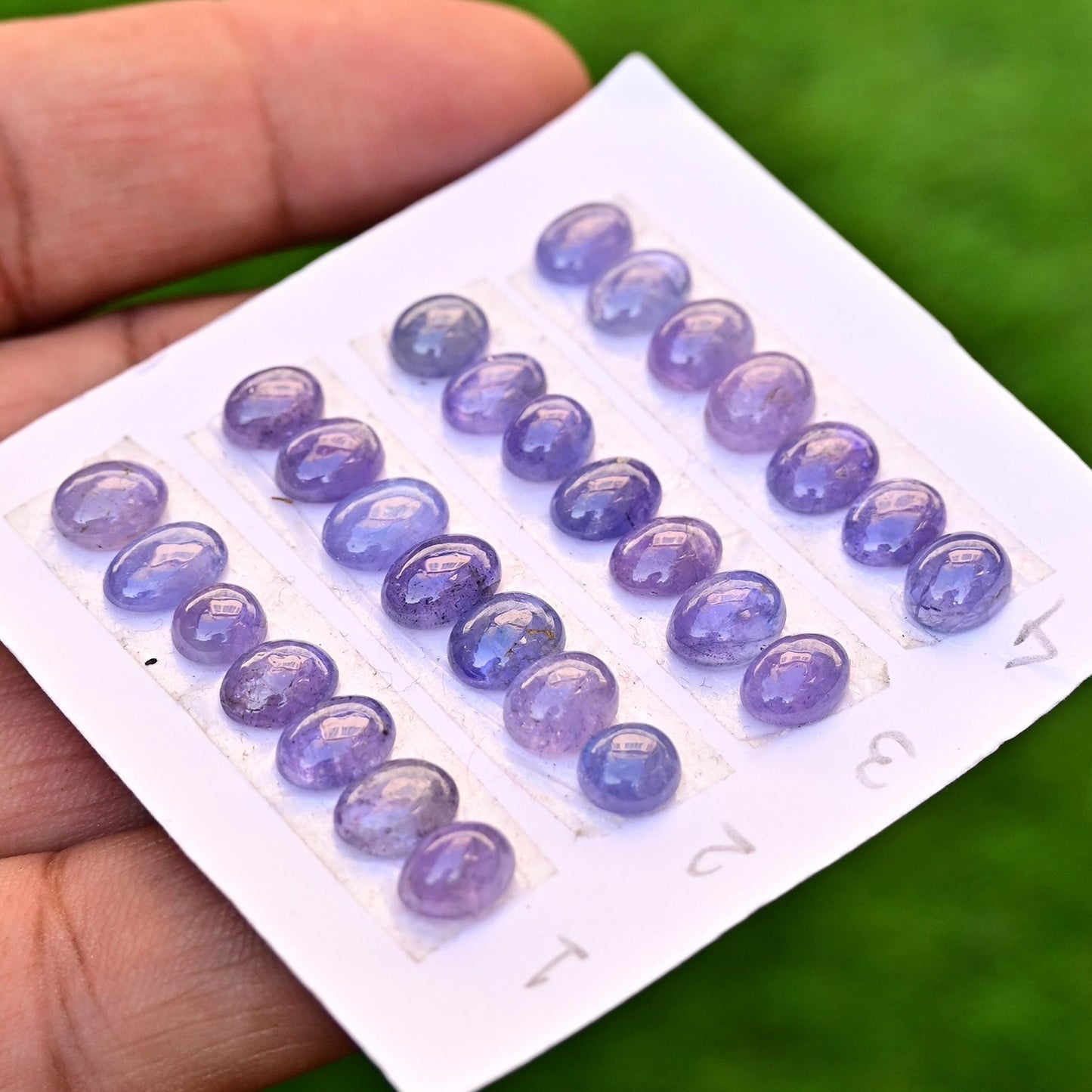 7 pieces Tanzanite Smooth Cabochons 6mm - 9mm Lot, 24 Carats Tanzanite Faceted Cabs Wholesale Lot