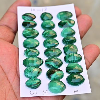 8 pieces Natural Malachite Rosecut Cabochon 10mm - 18mm Top Quality Flat Back Free Form Shape Wholesale Whole Lot For Jewelry Making