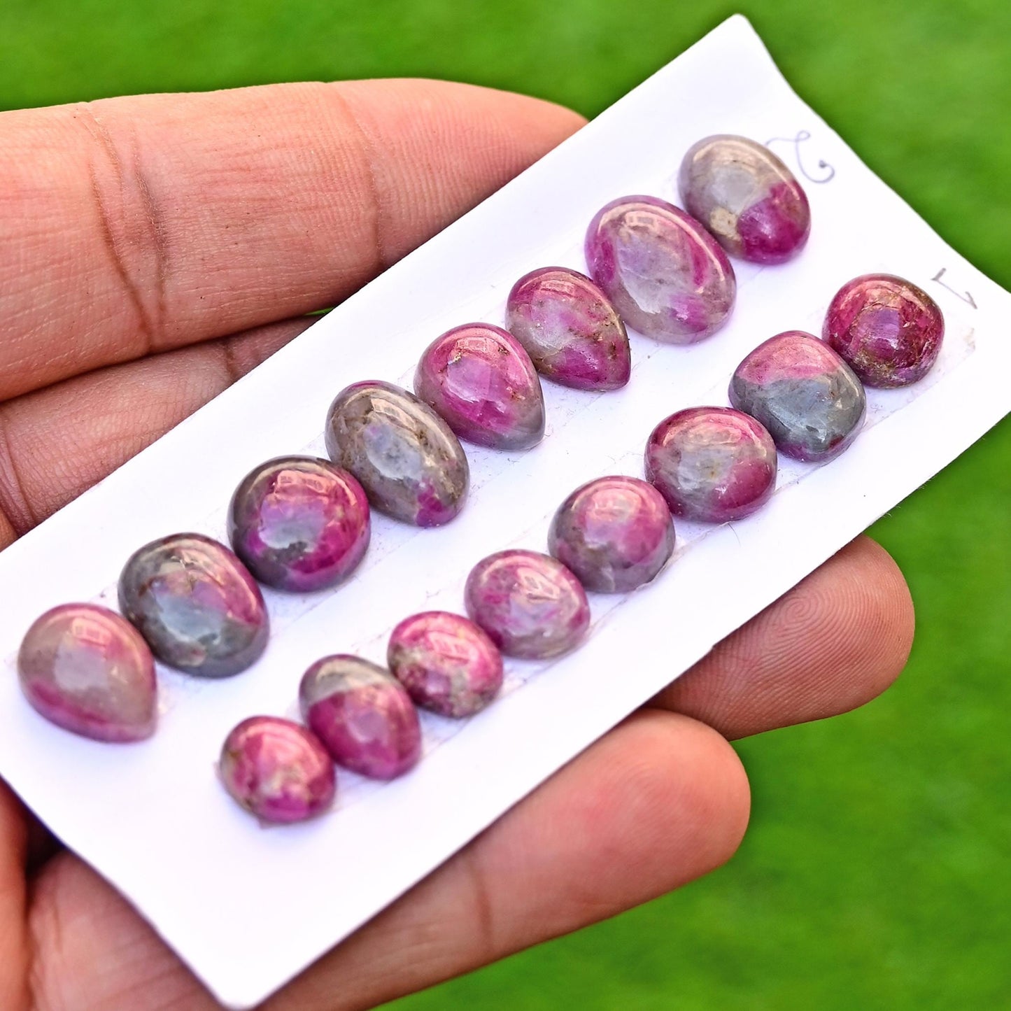 8 pieces Ruby in Quartz Smooth Cabochon 8mm - 15mm Free Form Shape Faceted Flat Back Super Fine Quality Cabochon for making jewelry