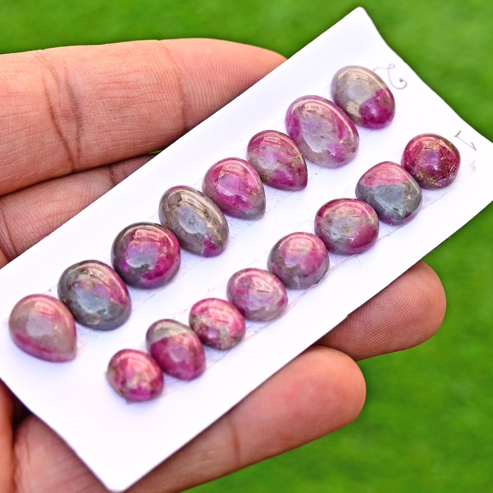 8 pieces Ruby in Quartz Smooth Cabochon 8mm - 15mm Free Form Shape Faceted Flat Back Super Fine Quality Cabochon for making jewelry