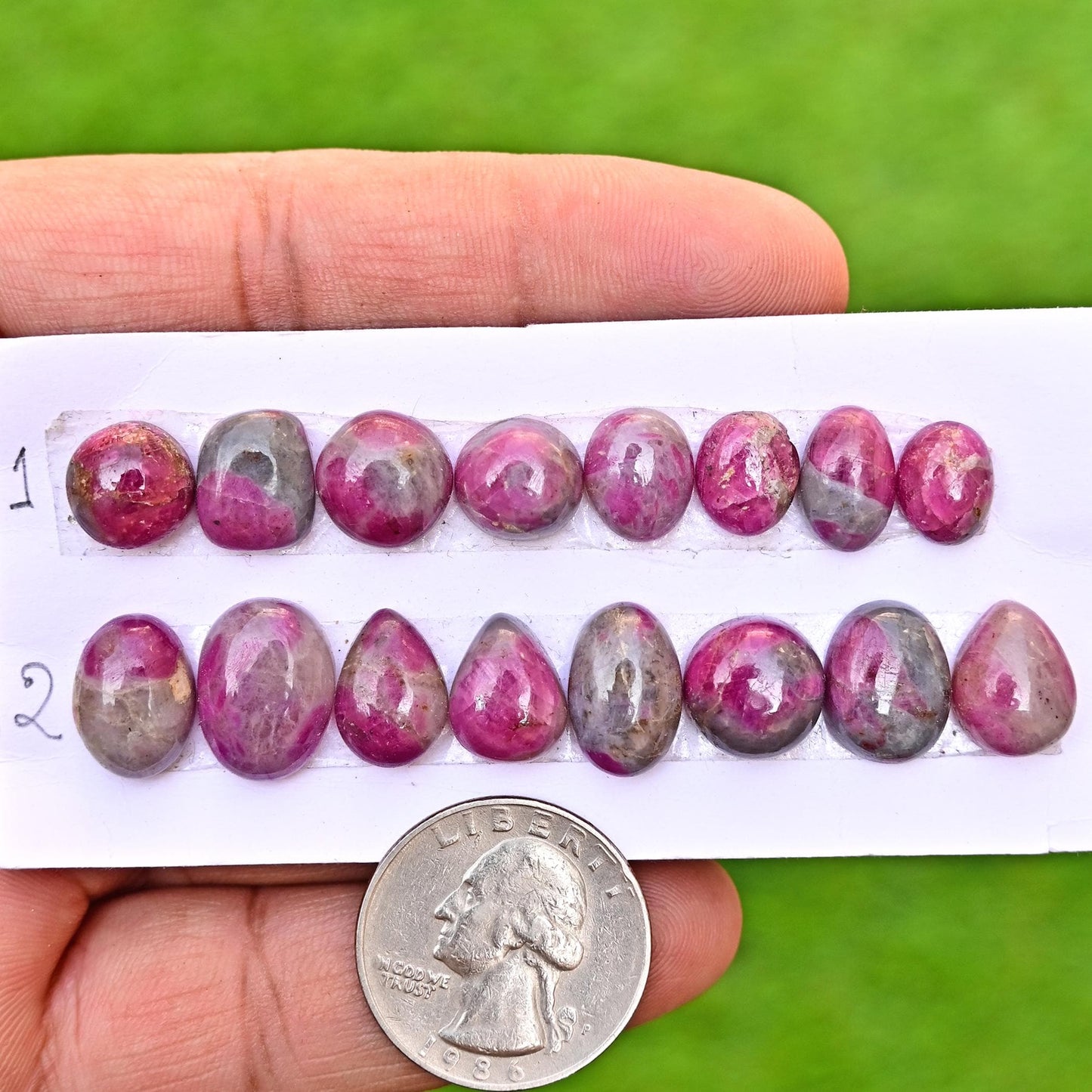 8 pieces Ruby in Quartz Smooth Cabochon 8mm - 15mm Free Form Shape Faceted Flat Back Super Fine Quality Cabochon for making jewelry