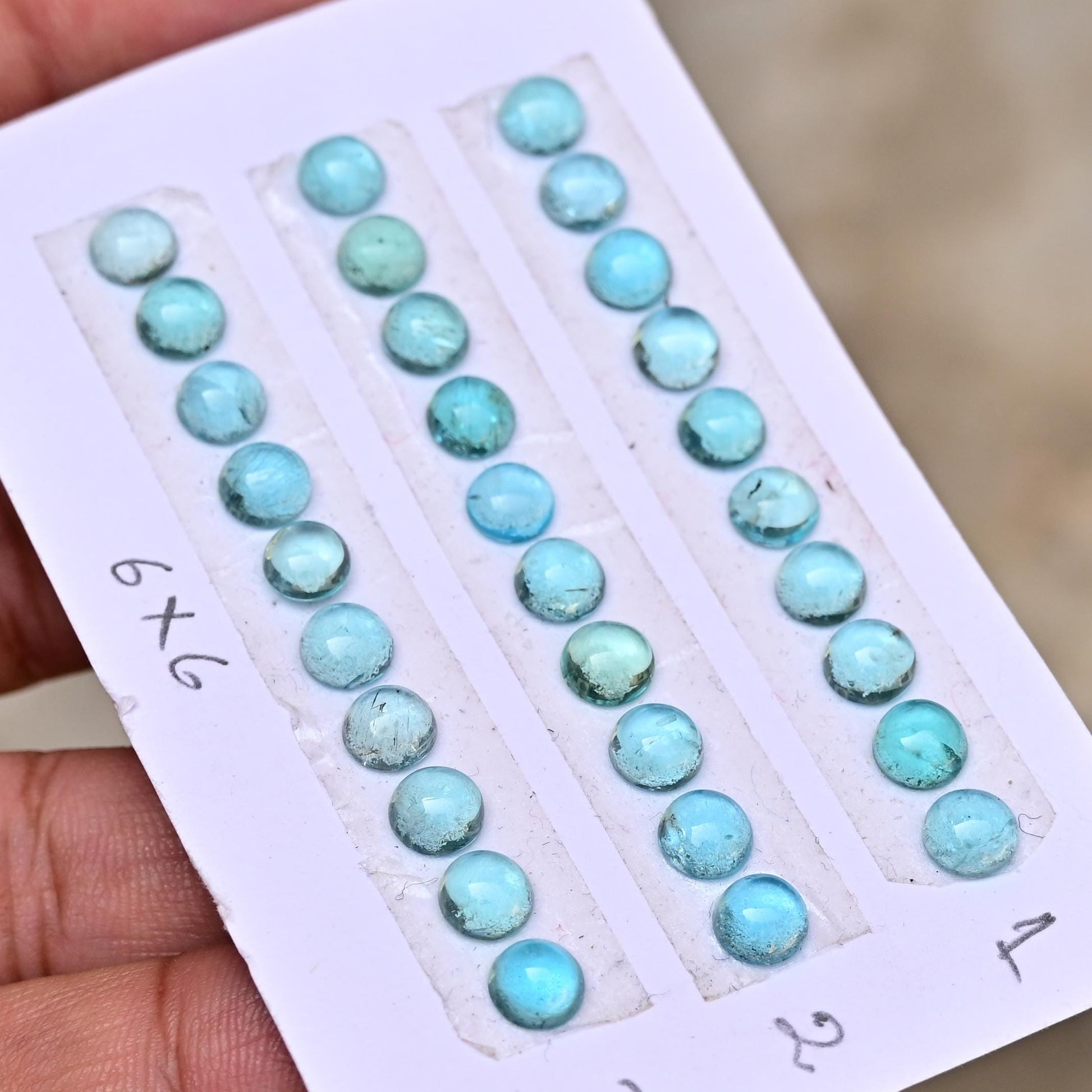 10 Pieces 6x6mm Paraiba Apatite Cabochon CALIBRATED, Apatite Loose Stone, Round Shape Sky Apatite Lot, Semi Precious Gemstone Cabochon