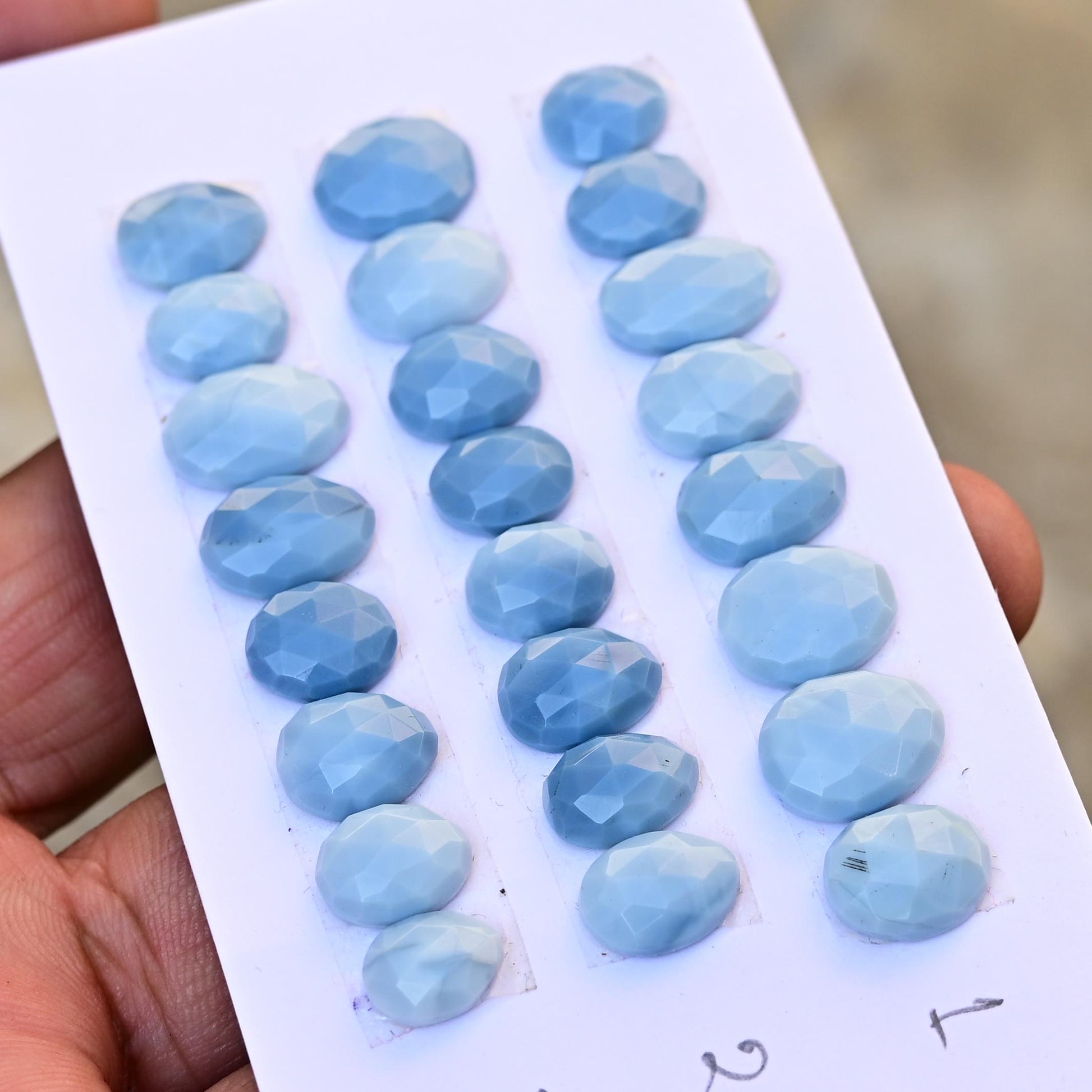 8 pieces Natural Blue Opal Rosecut Cabochon 7x9mm - 9x13mm Top Quality Flat Back Free Form Shape Wholesale Whole Lot For Jewelry Making