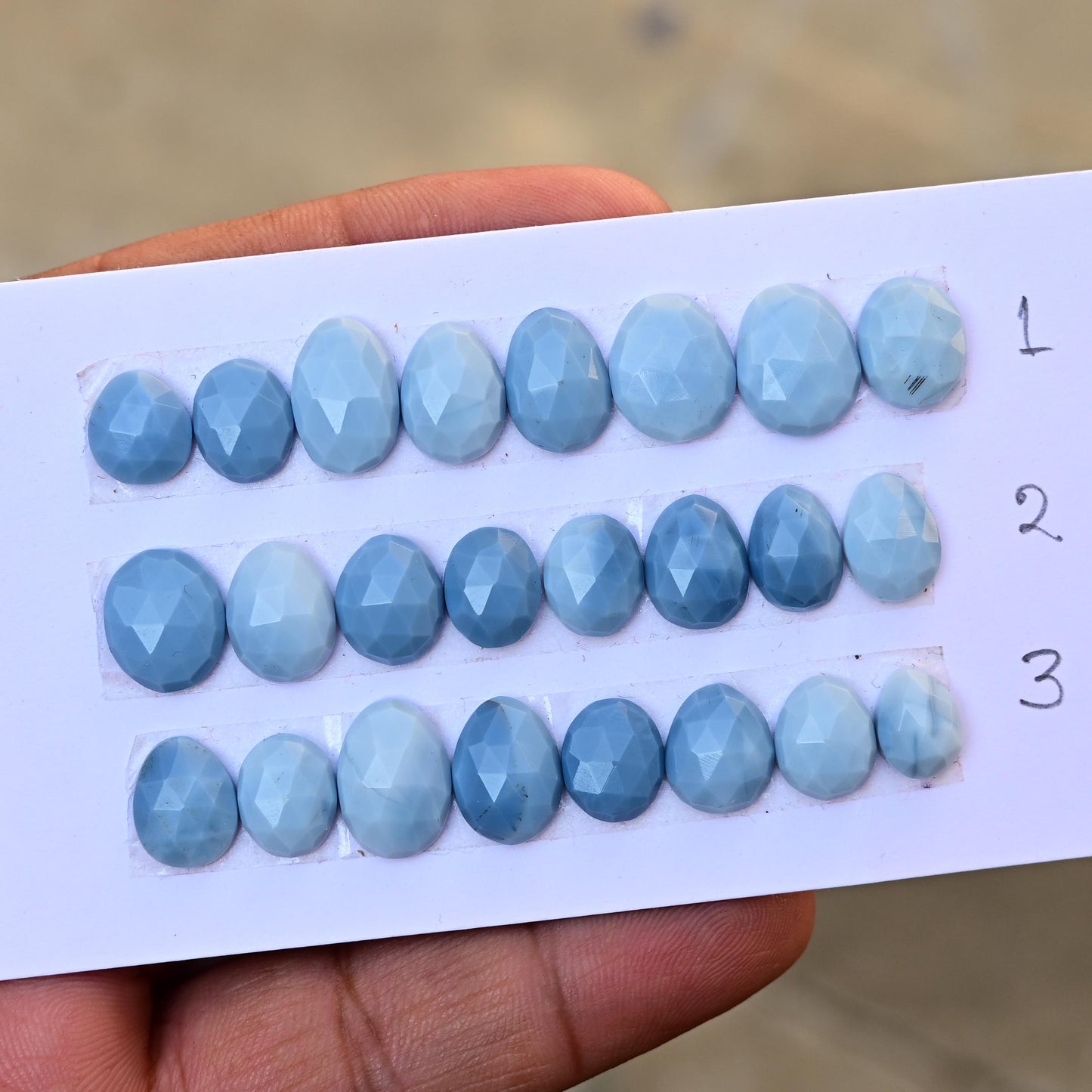 8 pieces Natural Blue Opal Rosecut Cabochon 7x9mm - 9x13mm Top Quality Flat Back Free Form Shape Wholesale Whole Lot For Jewelry Making