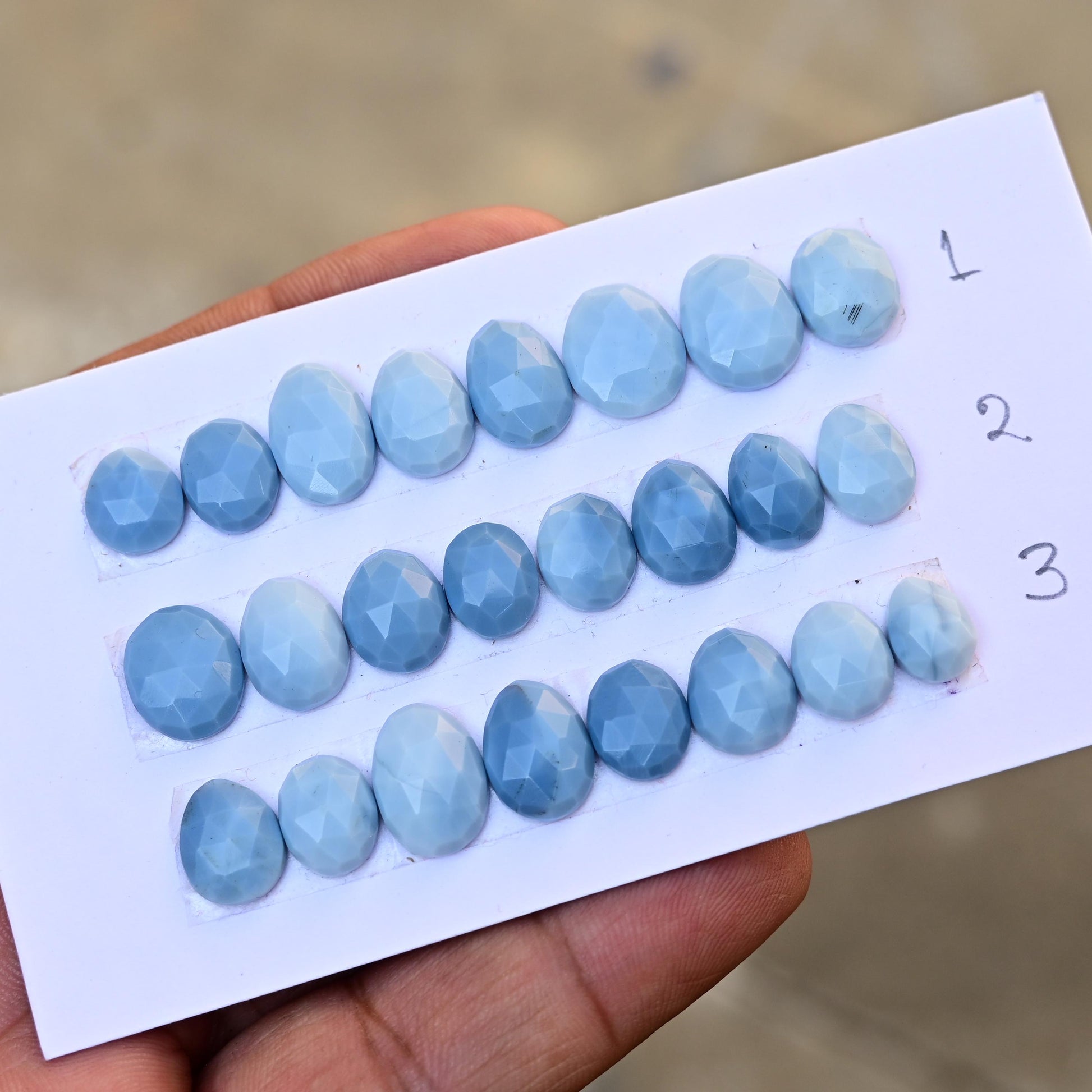 8 pieces Natural Blue Opal Rosecut Cabochon 7x9mm - 9x13mm Top Quality Flat Back Free Form Shape Wholesale Whole Lot For Jewelry Making