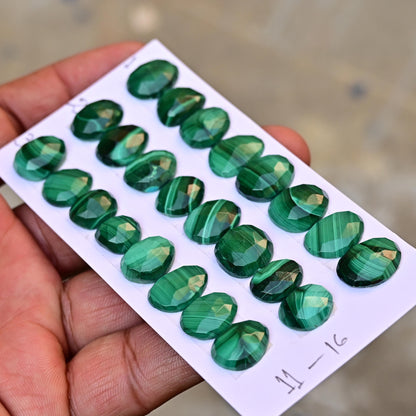 8 pieces Natural Malachite Rosecut Cabochon 11mm - 16mm Top Quality Flat Back Free Form Shape Wholesale Whole Lot For Jewelry Making