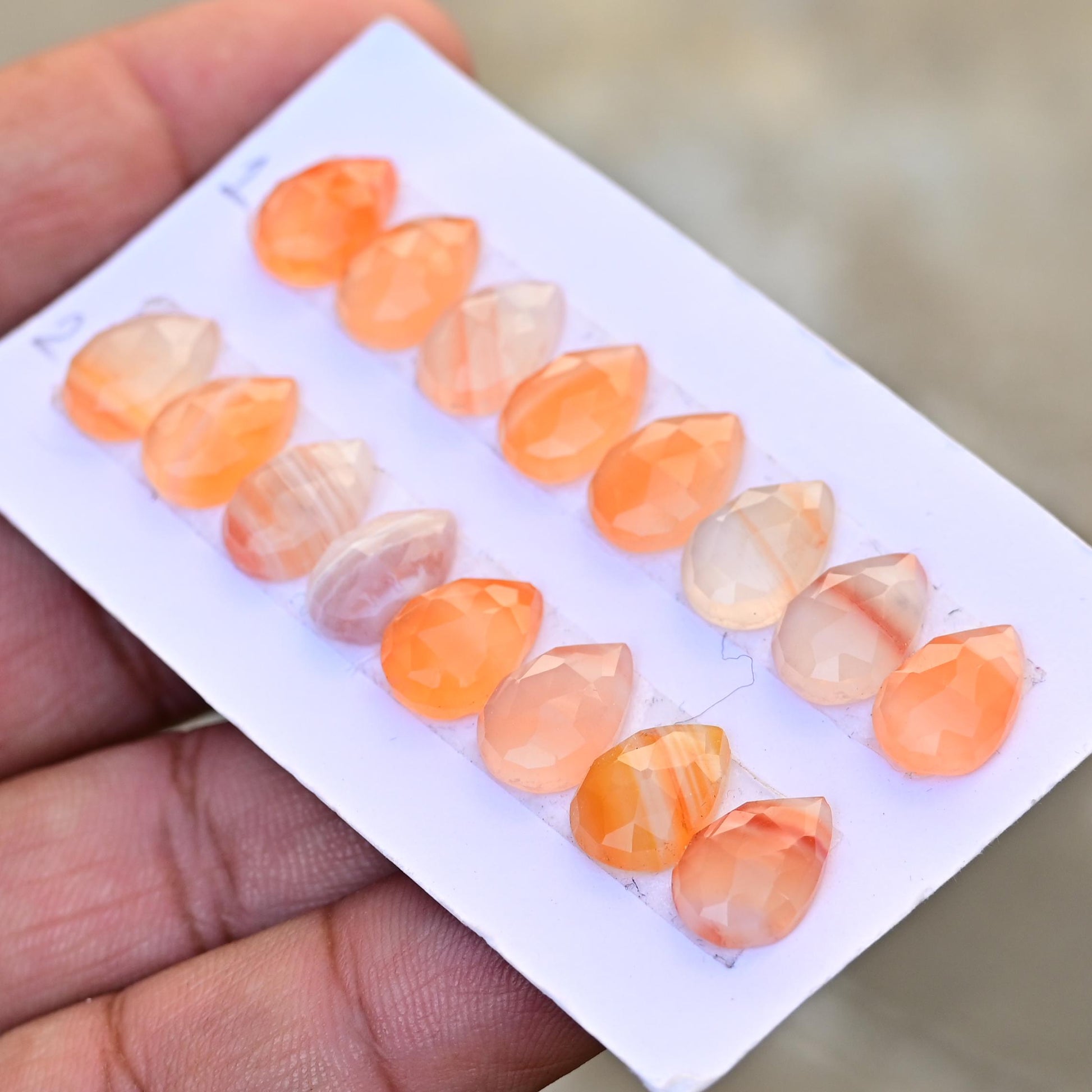 8 Pieces Botswana Agate Cabochon CALIBRATED, Agate Loose Stone, 8x12mm Tear Drop Agate Lot, Semi Precious Gemstone Cabochon