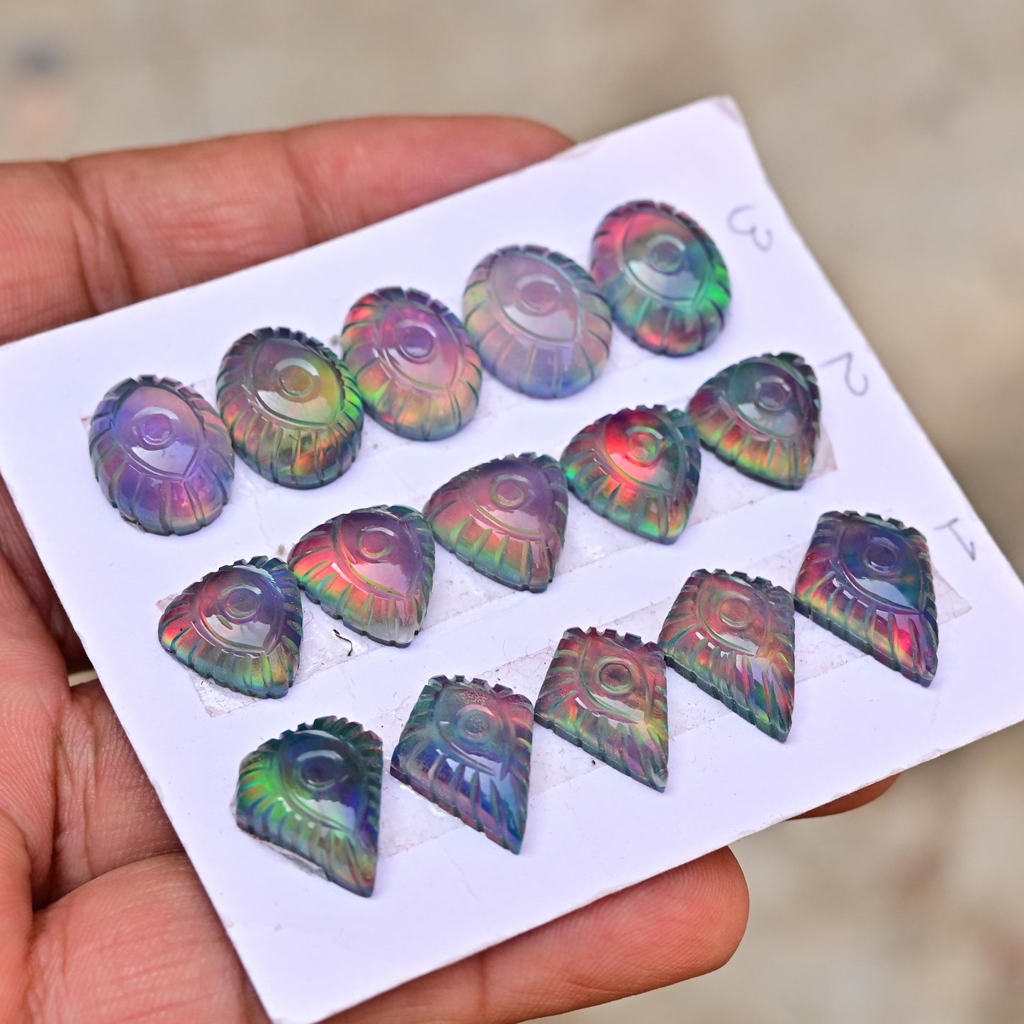 5 pcs Natural Aurora Opal Carving ,Top Quality Rare Aurora Opal Carving Loose Stone, Aurora Opal Carving Gemstone for Making Jewelry