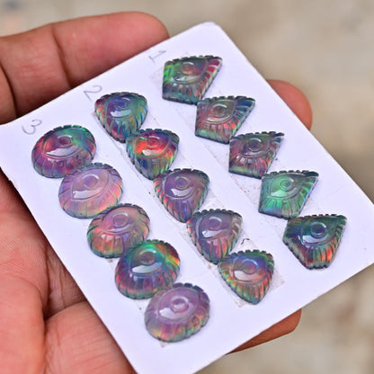 5 pcs Natural Aurora Opal Carving ,Top Quality Rare Aurora Opal Carving Loose Stone, Aurora Opal Carving Gemstone for Making Jewelry