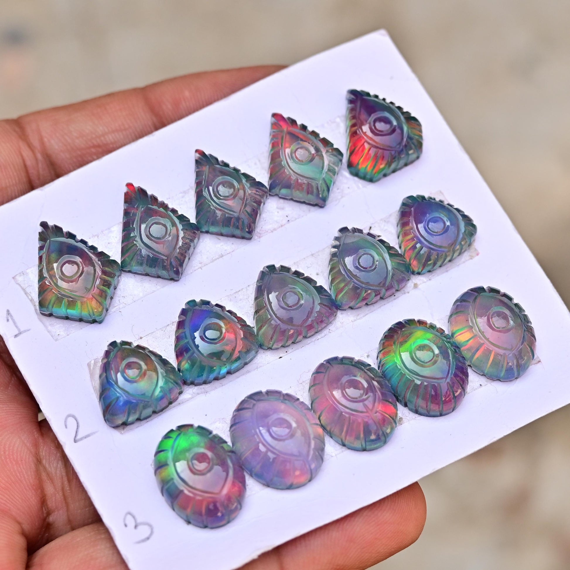 5 pcs Natural Aurora Opal Carving ,Top Quality Rare Aurora Opal Carving Loose Stone, Aurora Opal Carving Gemstone for Making Jewelry