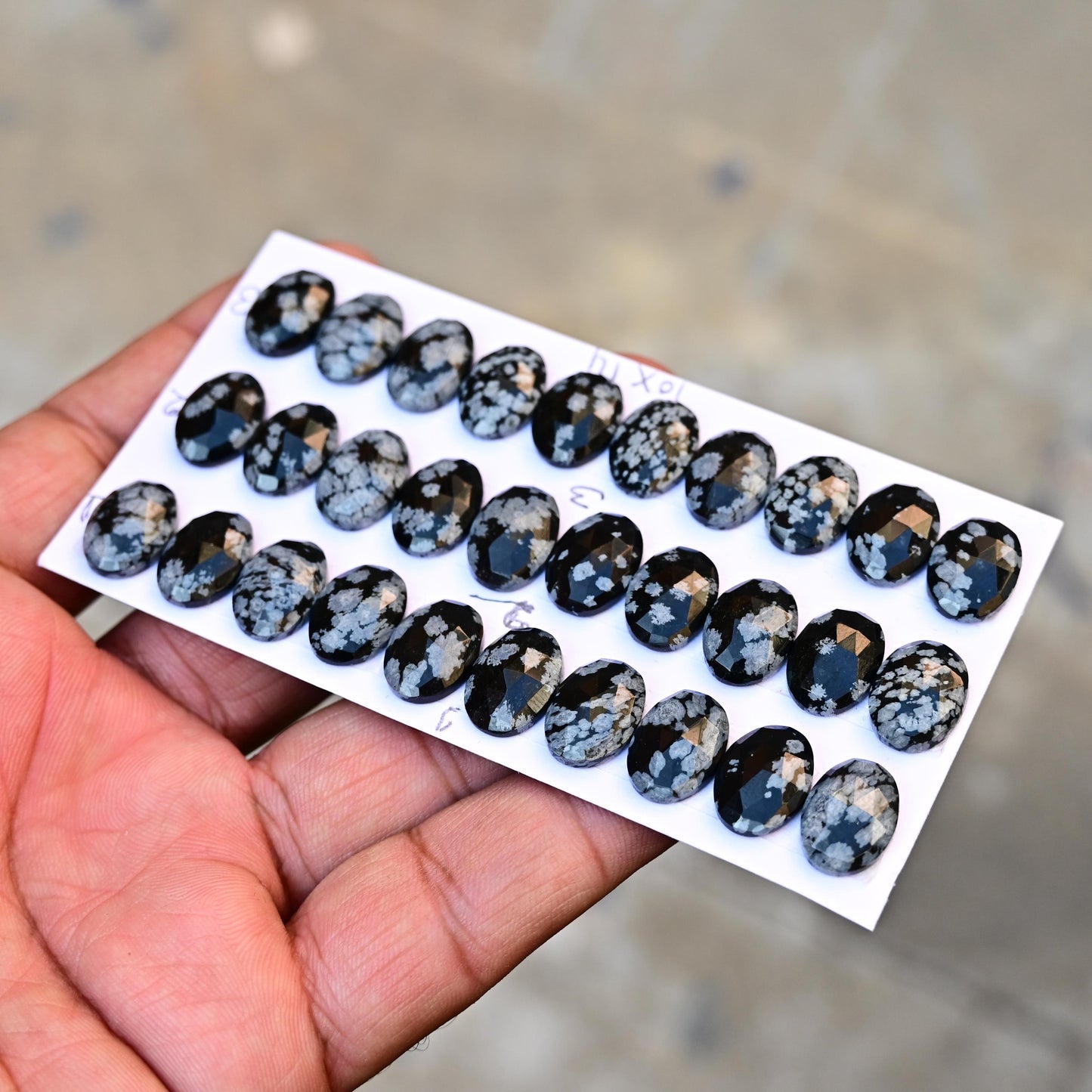 10 Pieces Snowflake Obsidian Cabochon CALIBRATED, Obsidian Loose Stone, Oval Shape 10x14mm Obsidian Lot, Semi Precious Gemstone Cabochon