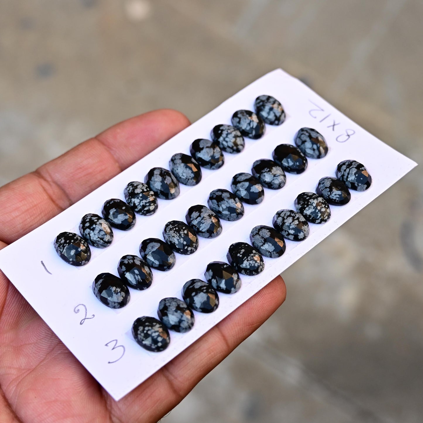 10 Pieces Snowflake Obsidian Cabochon CALIBRATED, Obsidian Loose Stone, Oval Shape 8x12mm Obsidian Lot, Semi Precious Gemstone Cabochon