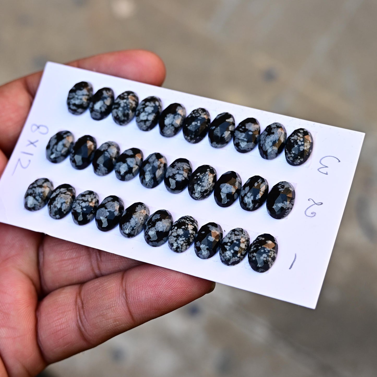 10 Pieces Snowflake Obsidian Cabochon CALIBRATED, Obsidian Loose Stone, Oval Shape 8x12mm Obsidian Lot, Semi Precious Gemstone Cabochon