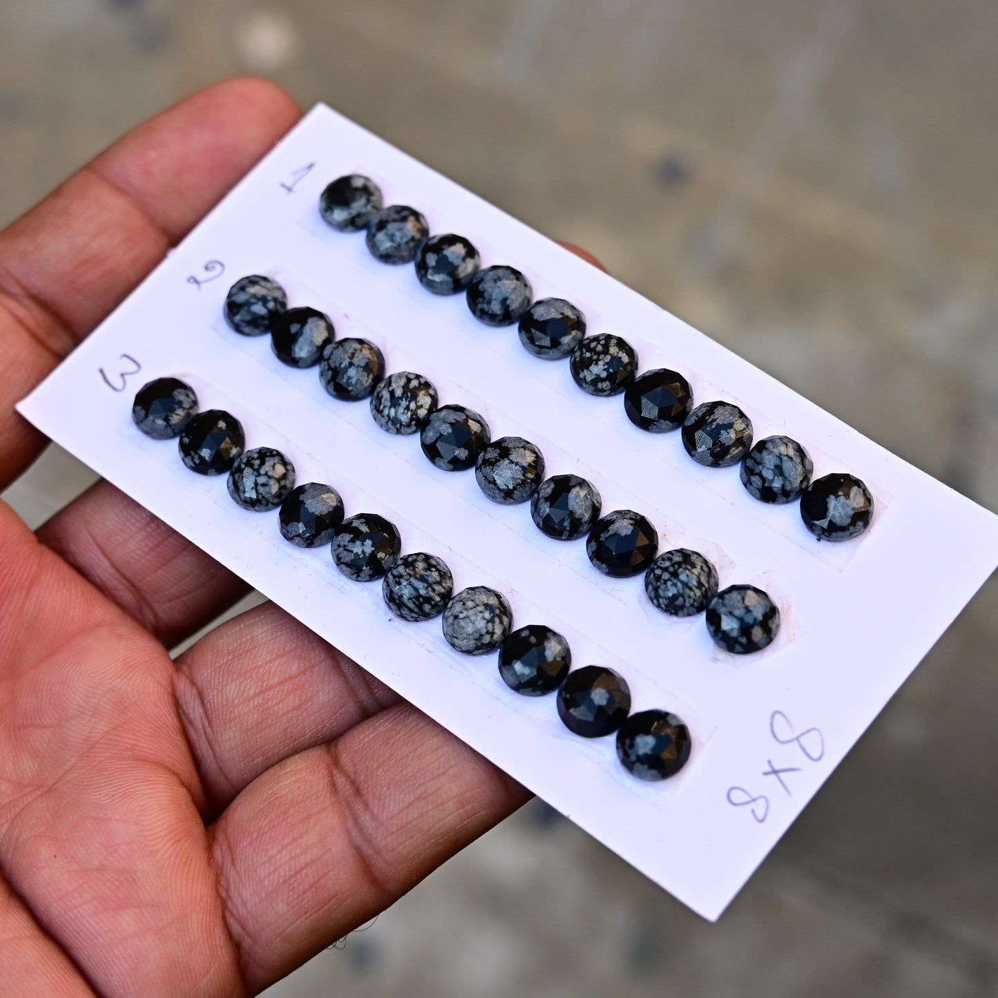 10 Pieces Snowflake Obsidian Cabochon CALIBRATED, Obsidian Loose Stone, Round Shape 8x8mm Obsidian Lot, Semi Precious Gemstone Cabochon