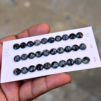 10 Pieces Snowflake Obsidian Cabochon CALIBRATED, Obsidian Loose Stone, Round Shape 8x8mm Obsidian Lot, Semi Precious Gemstone Cabochon