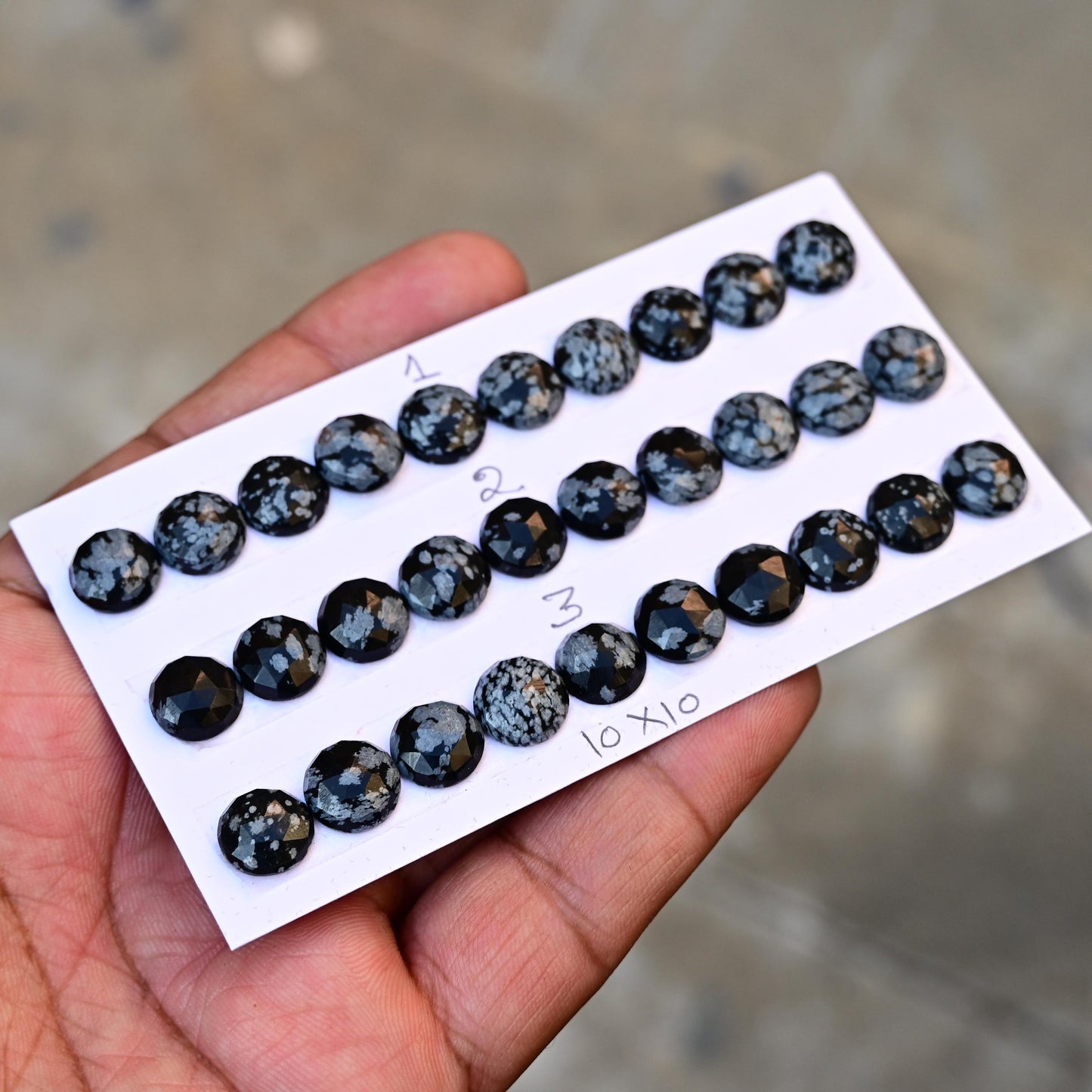 10 Pieces Snowflake Obsidian Cabochon CALIBRATED, Obsidian Loose Stone, Round Shape 10x10mm Obsidian Lot, Semi Precious Gemstone Cabochon