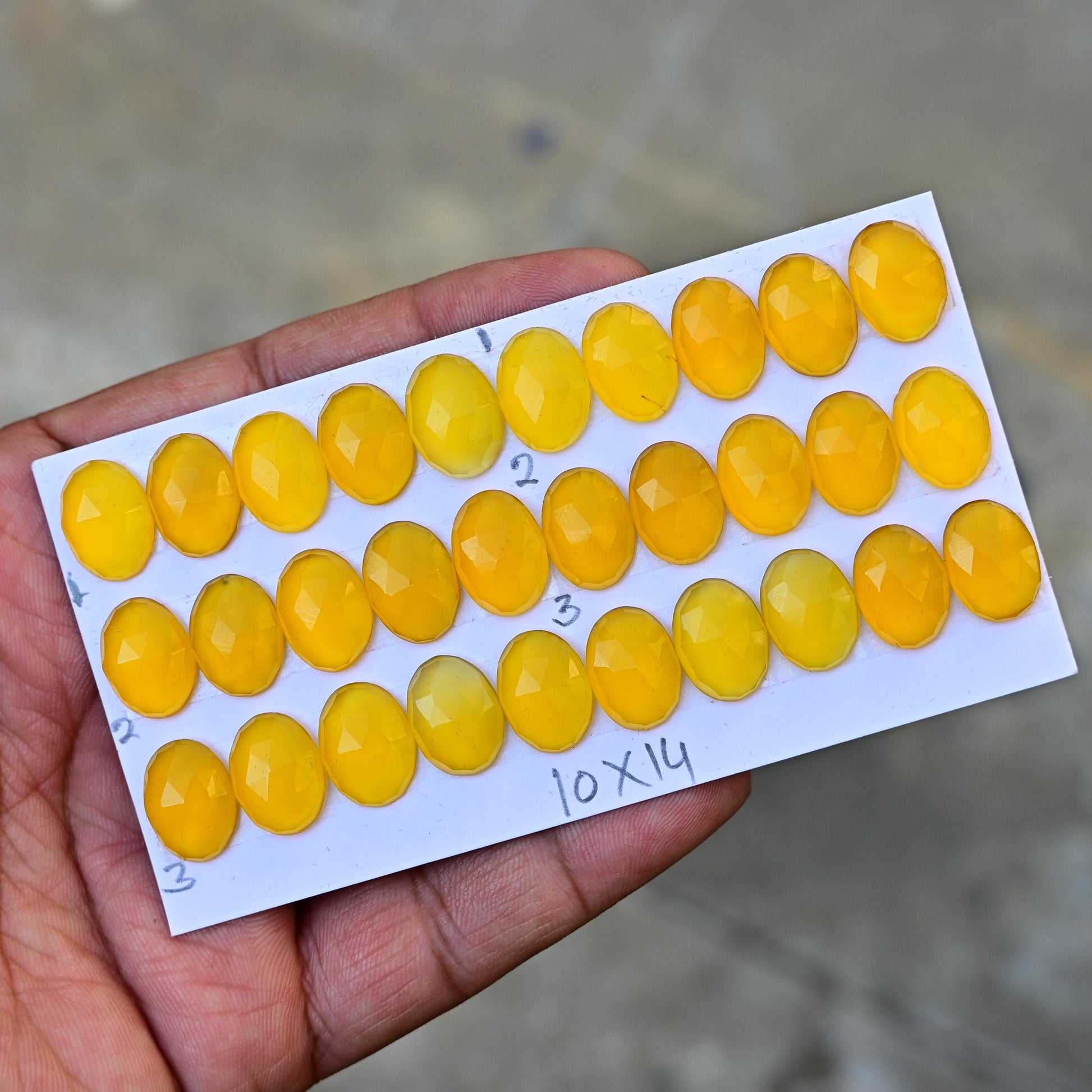 10 pcs Natural Yellow Chalcedony Rosecut Cabochon, 10x14mm Oval Cabochon Calibrated Flat back Super Fine Quality Cabochon for Making Jewelry