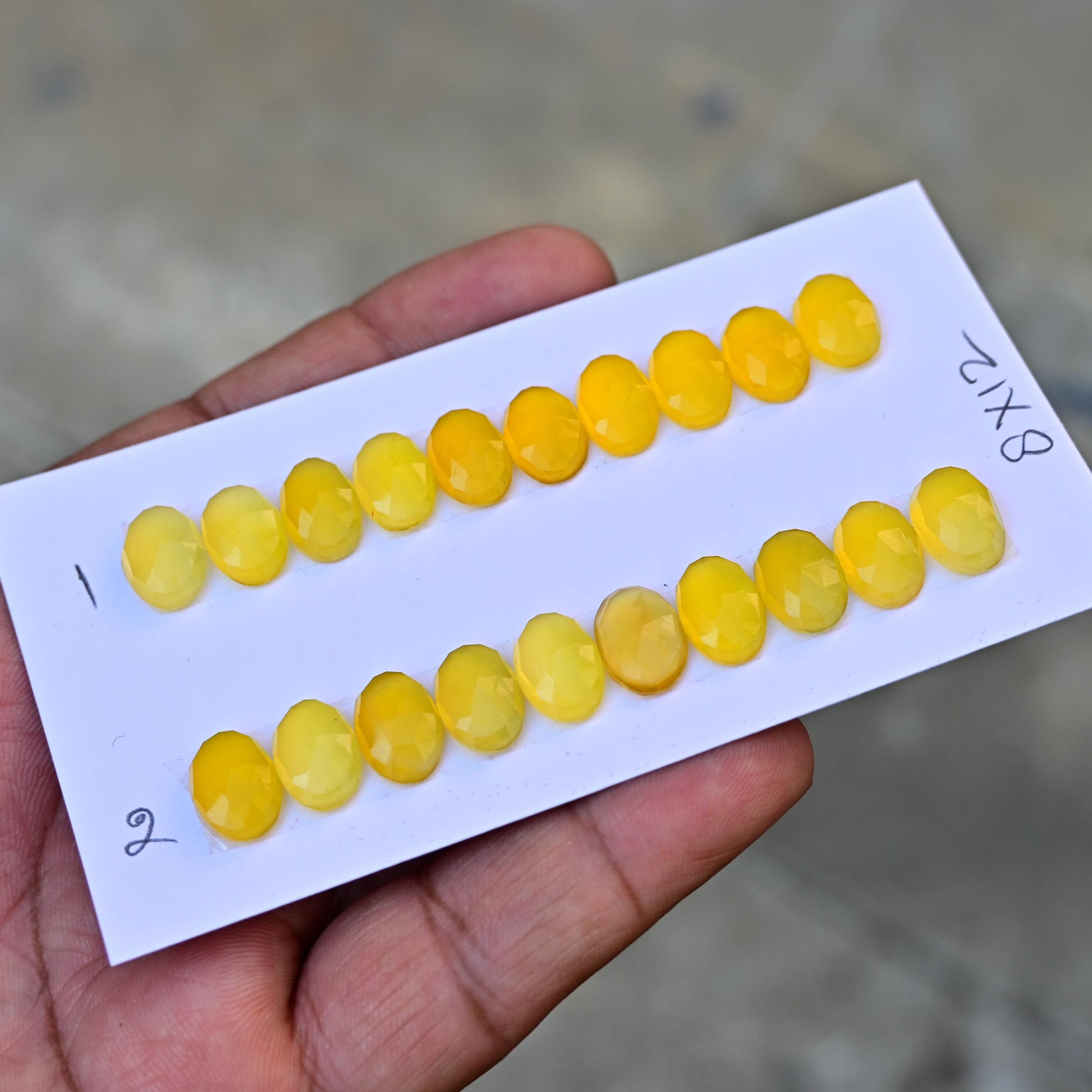 10 pcs Yellow Chalcedony Cabs 8x12mm Calibrated Flat Back Faceted Oval Shape, Yellow Chalcedony Fancy Shape Briolettes for making jewelry